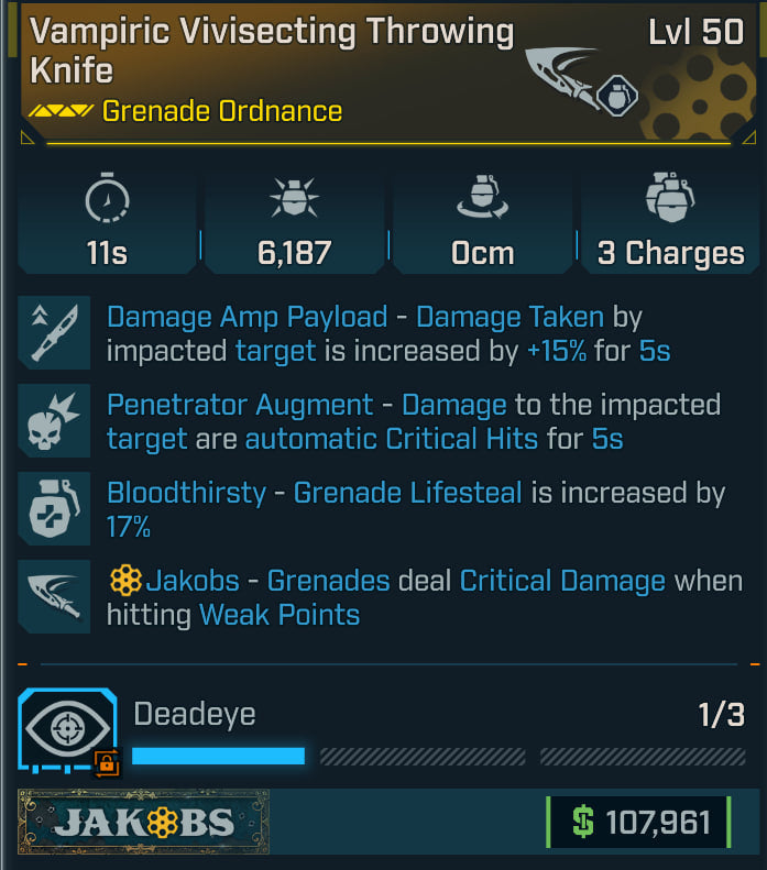 #2 Vampiric Vivisecting Throwing Knife MODDED