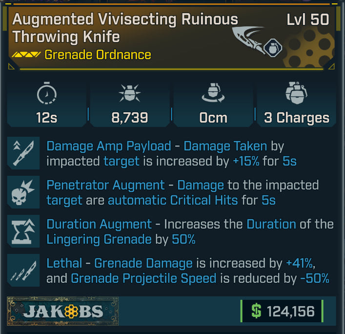 #9 Augmented Vivisecting Ruinous Throwing Knife