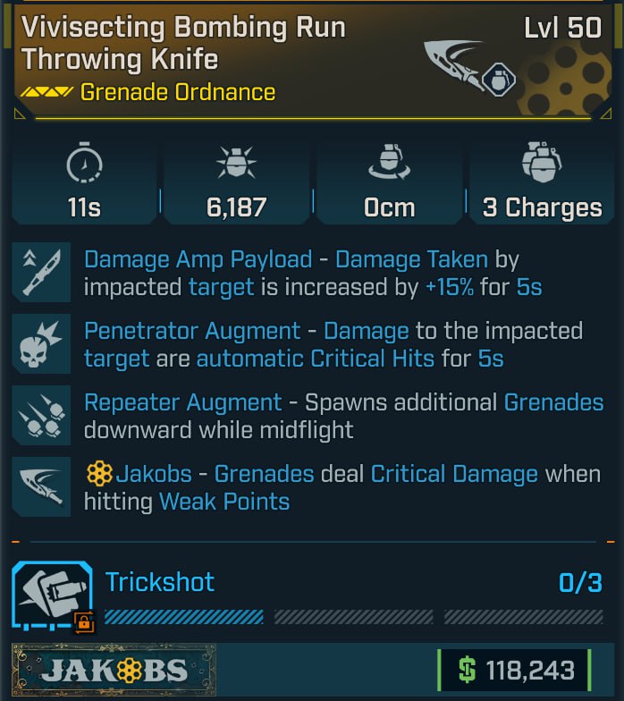 #11 Bombing Vivisecting Throwing Knife MODDED