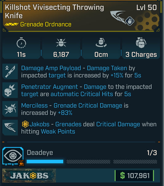 #5 Killshot Vivisecting Throwing Knife MODDED