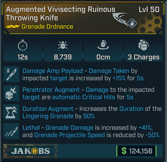 #9 Augmented Vivisecting Ruinous Throwing Knife